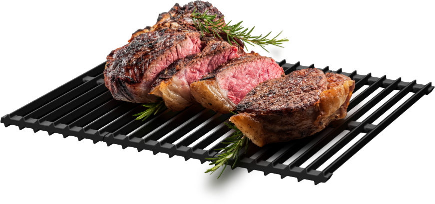 Steak grilled on an Opus Ignite chargrill
